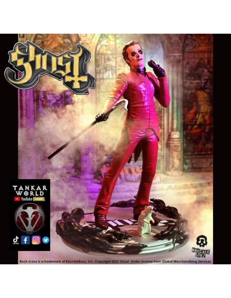 Ghost - Estatua del Cardenal Copia - Red Tuxedo (Variant) Rats Video - Rock Iconz - Knucklebonz - 23cm