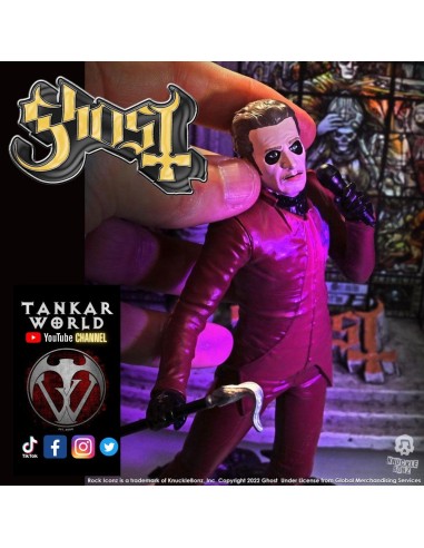 Ghost - Estatua del Cardenal Copia - Red Tuxedo (Variant) Rats Video - Rock Iconz - Knucklebonz - 23cm