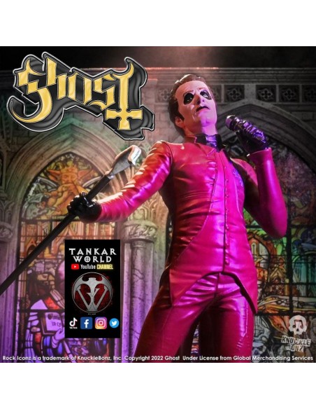 Ghost - Estatua del Cardenal Copia - Red Tuxedo (Variant) Rats Video - Rock Iconz - Knucklebonz - 23cm