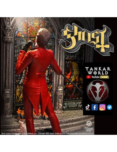 Ghost - Estatua del Cardenal Copia - Red Tuxedo (Variant) Rats Video - Rock Iconz - Knucklebonz - 23cm