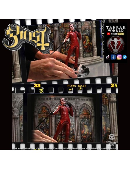 Ghost - Estatua del Cardenal Copia - Red Tuxedo (Variant) Rats Video - Rock Iconz - Knucklebonz - 23cm