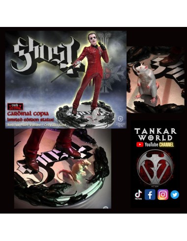 Ghost - Estatua del Cardenal Copia - Red Tuxedo (Variant) Rats Video - Rock Iconz - Knucklebonz - 23cm