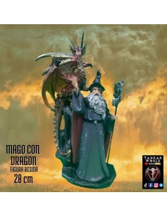 Mago con dragón - Modelo 1 - Figura resina - 28 cm