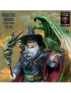 Mago con dragón - Modelo 2 - Figura resina - 23 cm