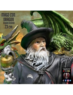 Mago con dragón - Modelo 2 - Figura resina - 23 cm 2