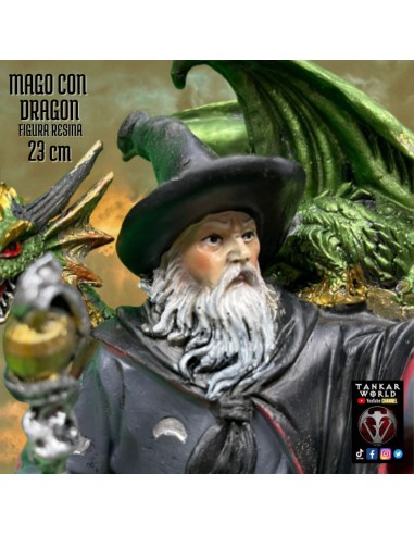 Mago con dragón - Modelo 2 - Figura resina - 23 cm