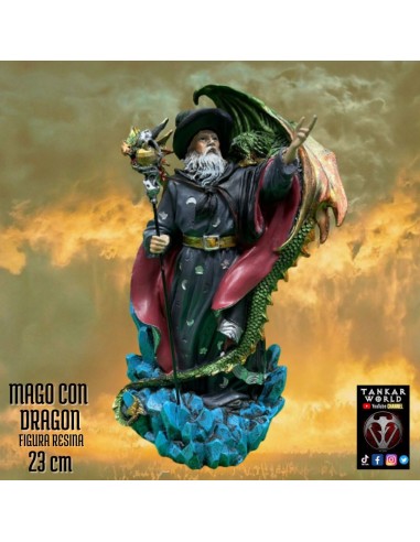 Mago con dragón - Modelo 2 - Figura resina - 23 cm