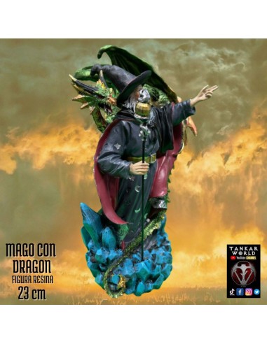 Mago con dragón - Modelo 2 - Figura resina - 23 cm