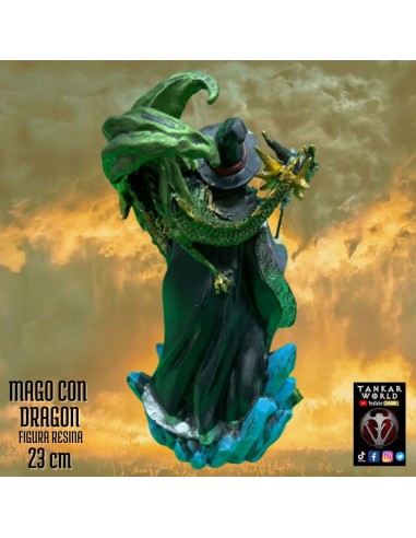 Mago con dragón - Modelo 2 - Figura resina - 23 cm