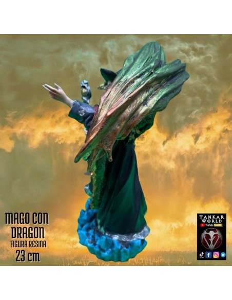 Mago con dragón - Modelo 2 - Figura resina - 23 cm