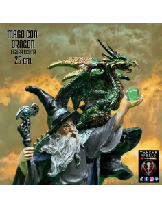 Mago con dragón - Modelo 3 - Figura resina - 25 cm