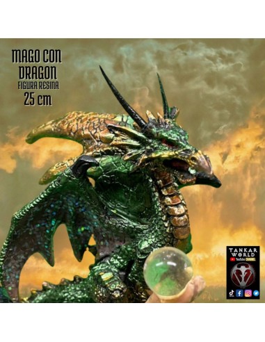 Mago con dragón - Modelo 3 - Figura resina - 25 cm