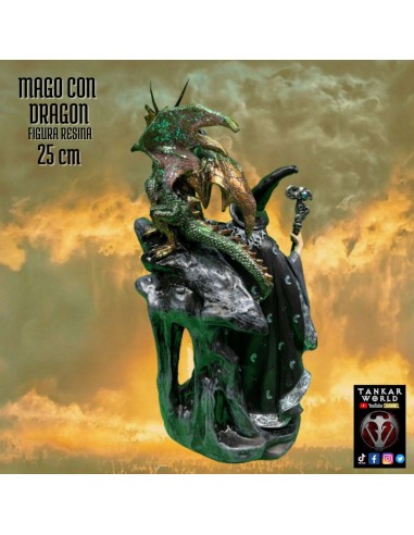 Mago con dragón - Modelo 3 - Figura resina - 25 cm