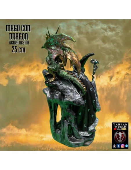 Mago con dragón - Modelo 3 - Figura resina - 25 cm