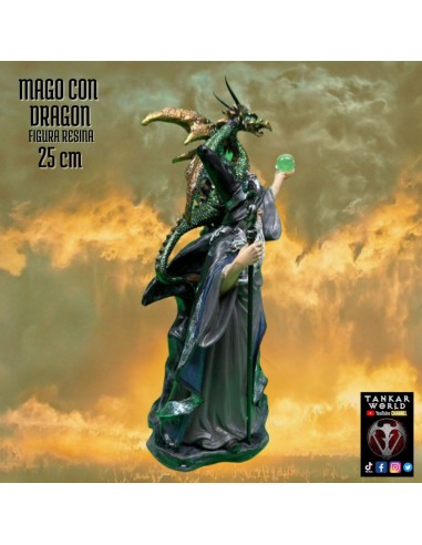 Mago con dragón - Modelo 3 - Figura resina - 25 cm