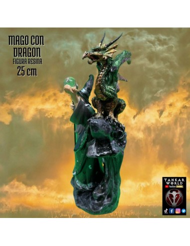 Mago con dragón - Modelo 3 - Figura resina - 25 cm