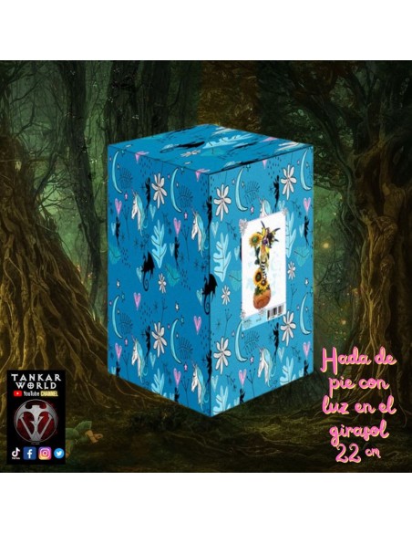 Hada de pie con luz en el girasol - Figura resina - 22 cm