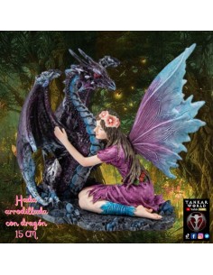 Hada arrodillada con dragón - Figura resina - 15 cm 2