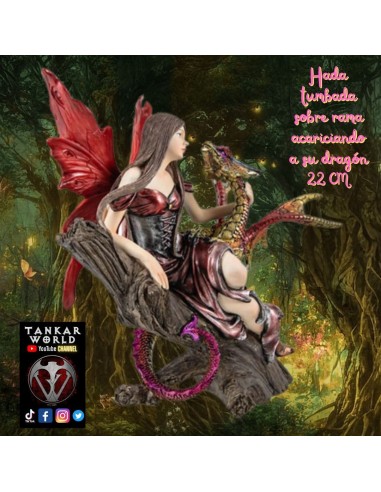 Hada tumbada sobre rama con dragón - Figura resina - 22 cm