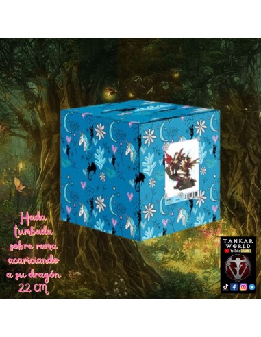 Hada tumbada sobre rama con dragón - Figura resina - 22 cm