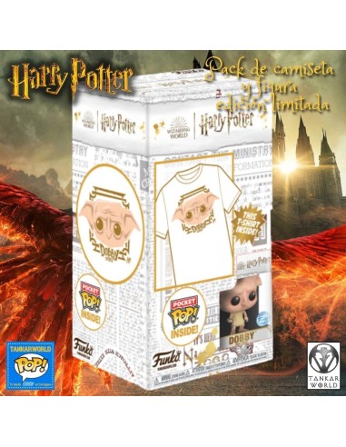 Funko Pocket Pop! & T-Shirt: Minifigura de Dobby + Camiseta de Manga Corta talla XL - Harry Potter