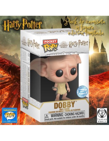 Funko Pocket Pop! & T-Shirt: Minifigura de Dobby + Camiseta de Manga Corta talla XL - Harry Potter