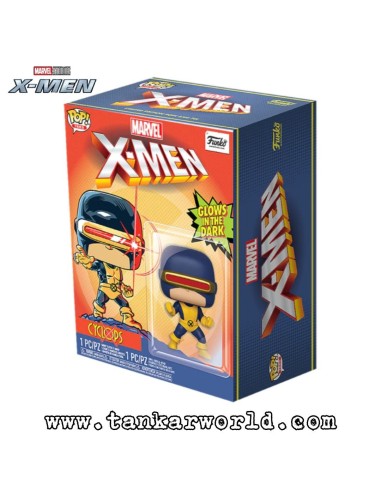Cyclops X-Men - First Appearance Marvel 80th - POP! & Tee - Set de Minifigura "Glow In The Dark" y Camiseta Talla L