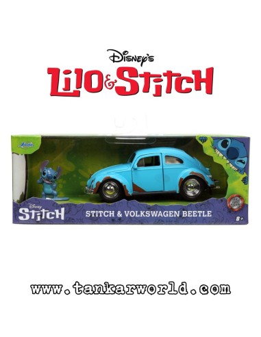Stitch & Blue Volkswagen Beetle - Vehículo Hollywood Rides - Escala 1/32