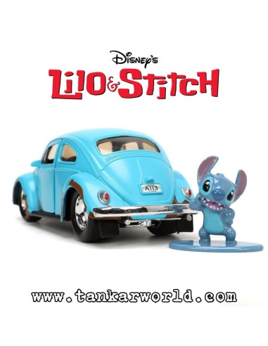 Stitch & Blue Volkswagen Beetle - Vehículo Hollywood Rides - Escala 1/32