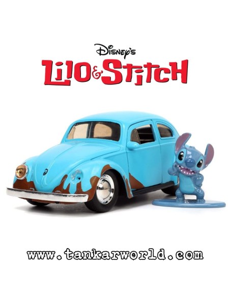 Stitch & Blue Volkswagen Beetle - Vehículo Hollywood Rides - Escala 1/32