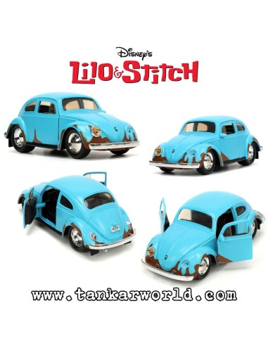 Stitch & Blue Volkswagen Beetle - Vehículo Hollywood Rides - Escala 1/32