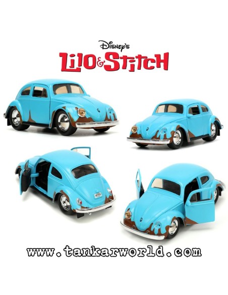 Stitch & Blue Volkswagen Beetle - Vehículo Hollywood Rides - Escala 1/32