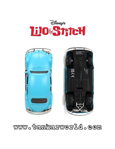 Stitch & Blue Volkswagen Beetle - Vehículo Hollywood Rides - Escala 1/32