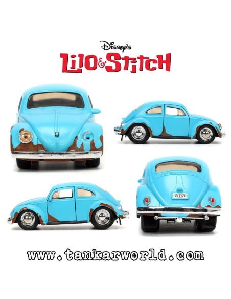 Stitch & Blue Volkswagen Beetle - Vehículo Hollywood Rides - Escala 1/32