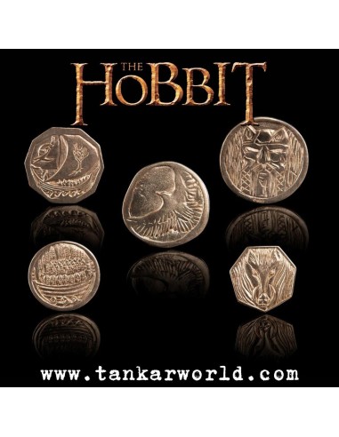 Bolsa del tesoro de Smaug con 5 monedas de oro - El Hobbit - Lord Of The Rings