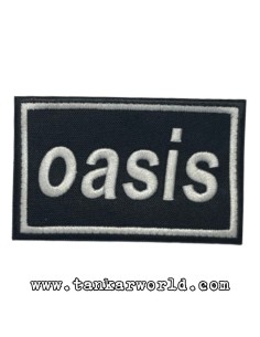 Parche Oasis - Logo letras blancas - 9 x 5,5 cm