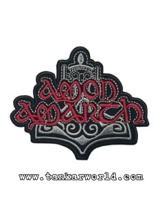 Parche Amon Amarth - Logo martillo y letras rojas - Grande - 10x8 cm
