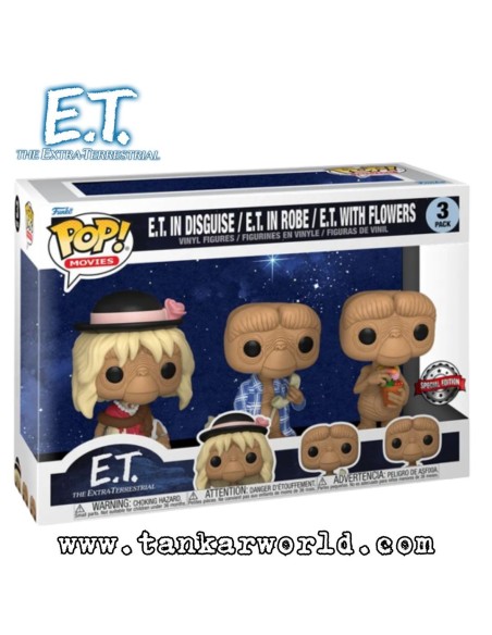 Funko Pop! - E.T. In Disguise / E.T. In Robe / E.T. With Flowers - E.T. El Extraterrestre - Special Edition - Pack 3 Pop!s