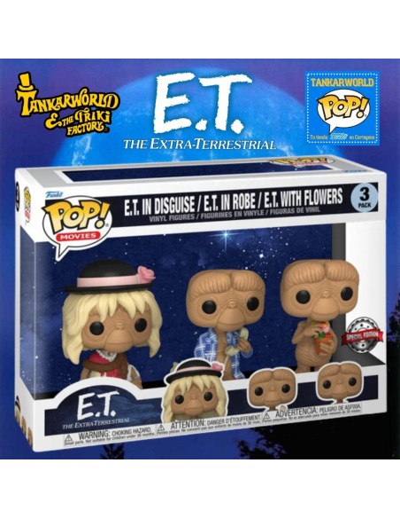 Funko Pop! - E.T. In Disguise / E.T. In Robe / E.T. With Flowers - E.T. El Extraterrestre - Special Edition - Pack 3 Pop!s