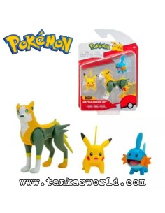 Pokemon - Set Battle Ready!: Squirtle+Boltund+Machop  - Figuras articuladas 5-8 cm