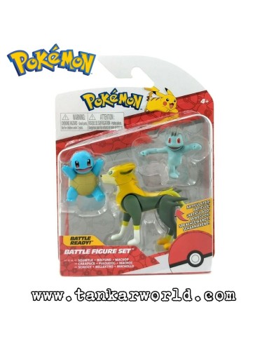 Pokemon - Set Battle Ready!: Squirtle+Boltund+Machop  - Figuras articuladas 5-8 cm