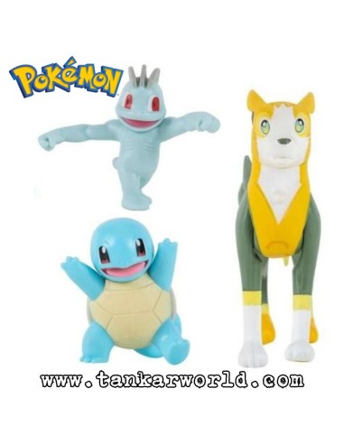 Pokemon - Set Battle Ready!: Squirtle+Boltund+Machop  - Figuras articuladas 5-8 cm