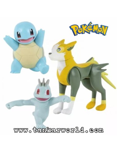 Pokemon - Set Battle Ready!: Squirtle+Boltund+Machop  - Figuras articuladas 5-8 cm