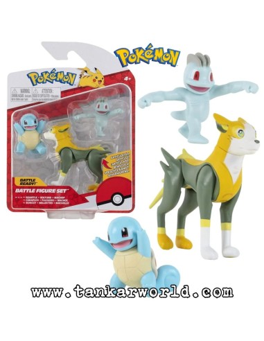 Pokemon - Set Battle Ready!: Squirtle+Boltund+Machop  - Figuras articuladas 5-8 cm