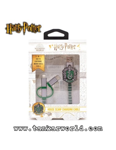 Cable de Carga Bufanda Slytherin - Harry Potter - 3 cargadores en 1