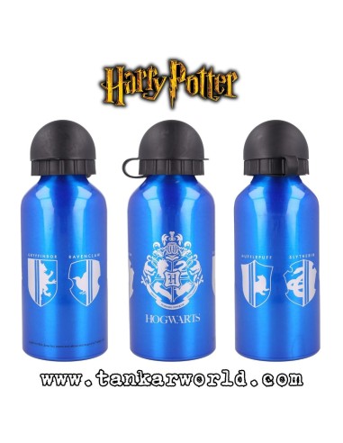 Cantimplora Aluminio Azul - 5 logos Hogwarts - Harry Potter - 400 ml