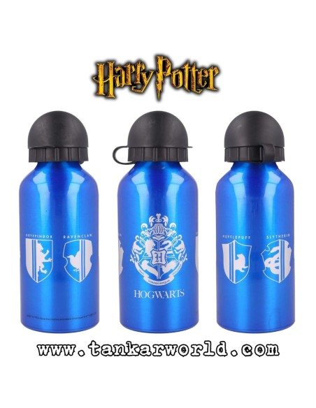 Cantimplora Aluminio Azul - 5 logos Hogwarts - Harry Potter - 400 ml