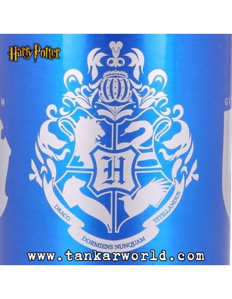 Cantimplora Aluminio Azul - 5 logos Hogwarts - Harry Potter - 400 ml
