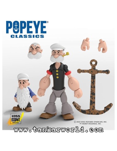 Poopdeck Pappy with Pooky Jones - Figura articulada con accesorios - Escala 1:12 - Popeye Classics