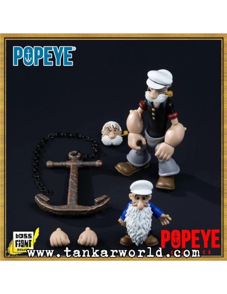 Poopdeck Pappy with Pooky Jones - Figura articulada con accesorios - Escala 1:12 - Popeye Classics